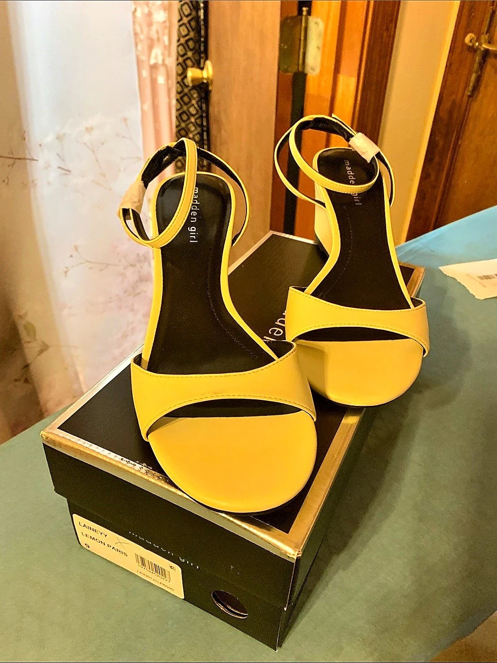 Madden Girl baby yellow wedge 2-inch heels